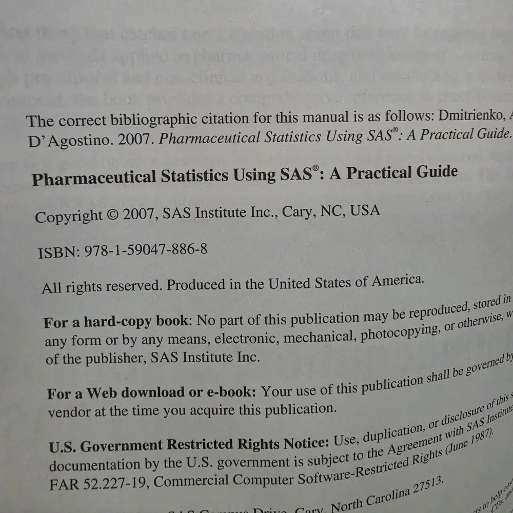 Pharmaceutical Statistics Using SAS: A Practical Guide 9781590478868